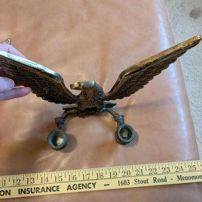 Vintage Pair Of Brass Eagle Wall Sconce Candle Stick Holders