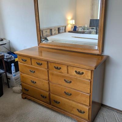 Vintage Maple Dresser and Mirror
