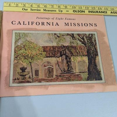 Vintage 1959 Oil Painting Prints of 8 Famous California Missions Original Folder