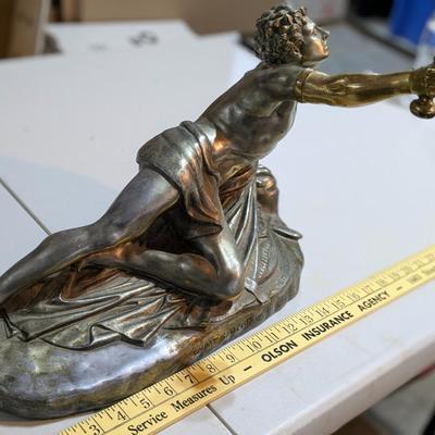RARE Antique Bradley Hubbard Bronze Soldat Spartiat Figural Spartan Soldier