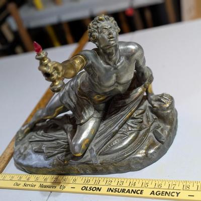 RARE Antique Bradley Hubbard Bronze Soldat Spartiat Figural Spartan Soldier