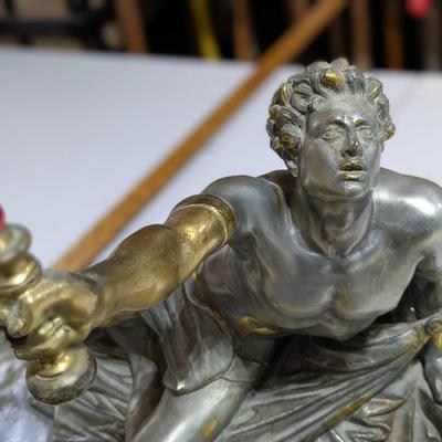 RARE Antique Bradley Hubbard Bronze Soldat Spartiat Figural Spartan Soldier