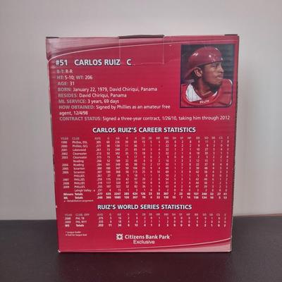 LOT 21K: 2010 & 2013 Collector’s Edition MLB Philadelphia Phillies Carlos Ruiz Bobble Figurines in Boxes