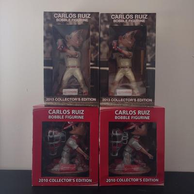 LOT 21K: 2010 & 2013 Collector’s Edition MLB Philadelphia Phillies Carlos Ruiz Bobble Figurines in Boxes