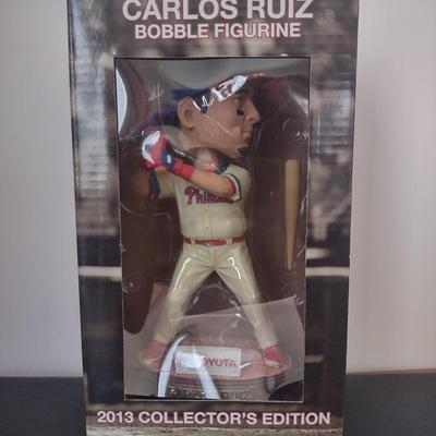 LOT 21K: 2010 & 2013 Collector’s Edition MLB Philadelphia Phillies Carlos Ruiz Bobble Figurines in Boxes