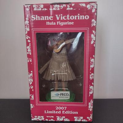 LOT 22K: MLB Philadelphia Phillies Figurines in Box: 2008 LE Shane Victorino “Flyin’ Hawaiian,” 2008 World Champions Charlie Manuel, 2007...