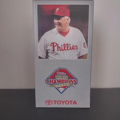 LOT 22K: MLB Philadelphia Phillies Figurines in Box: 2008 LE Shane Victorino “Flyin’ Hawaiian,” 2008 World Champions Charlie Manuel, 2007...