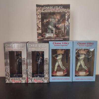 LOT 25K: MLB Philadelphia Phillies Chase Utley Bobble Figurines in Boxes