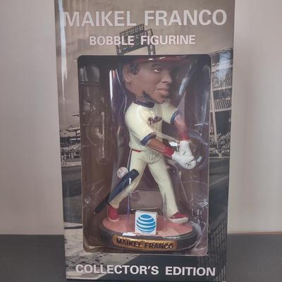 LOT 27K: MLB Philadelphia Phillies Player Collector’s Edition Bobble Figurines in Boxes: Maikel Franco & Cliff Lee
