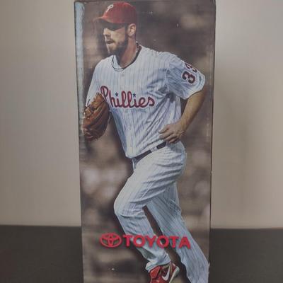 LOT 27K: MLB Philadelphia Phillies Player Collector’s Edition Bobble Figurines in Boxes: Maikel Franco & Cliff Lee