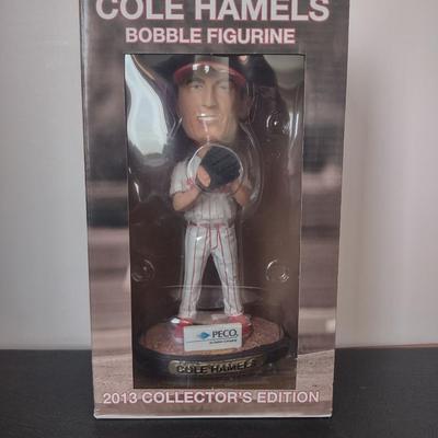 LOT 28K: MLB Philadelphia Phillies Cole Hamels Collector’s Edition Bobble Figurines in Boxes
