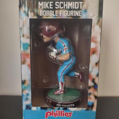 LOT 29K: MLB Philadelphia Phillies Jimmy Rollins & Mike Schmidt Collector’s Edition Bobble Figurines in Boxes