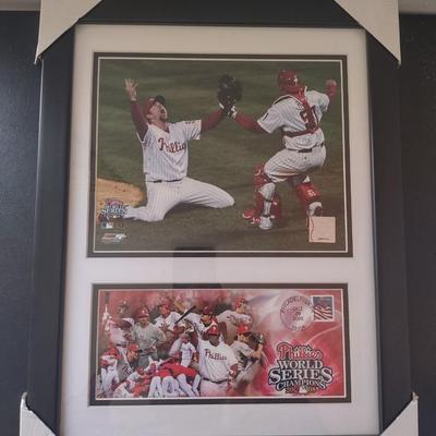 LOT 36K: Framed Commemorative Phillies Photo Prints from 2008 World Series