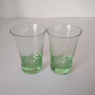 LOT 39K: Colored Glass Shot Glasses & Decorative Flutes