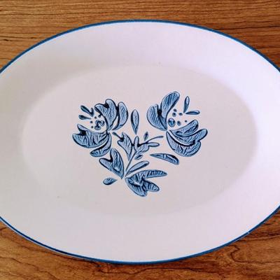 LOT 43K: Vintage Pfaltzgraff Stoneware Yorktown Blue Floral Platter With Matching 64oz Pitcher And Vintage Japanese Tea Pot With...