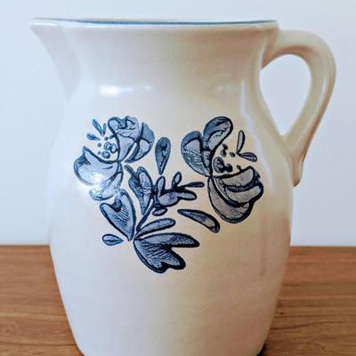 LOT 43K: Vintage Pfaltzgraff Stoneware Yorktown Blue Floral Platter With Matching 64oz Pitcher And Vintage Japanese Tea Pot With...