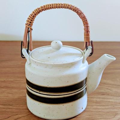 LOT 43K: Vintage Pfaltzgraff Stoneware Yorktown Blue Floral Platter With Matching 64oz Pitcher And Vintage Japanese Tea Pot With...