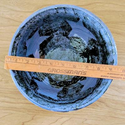 LOT 44K: Art Pottery Bowls Earth Tone Drip Bowl Signed "Judy 09" And Blue Star Bowl Signed "GBT 95" Blue Star Bowl...
