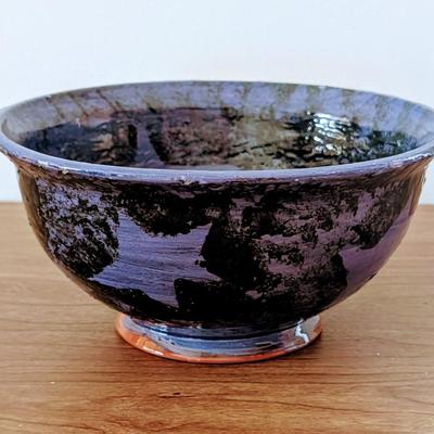 LOT 44K: Art Pottery Bowls Earth Tone Drip Bowl Signed "Judy 09" And Blue Star Bowl Signed "GBT 95" Blue Star Bowl...