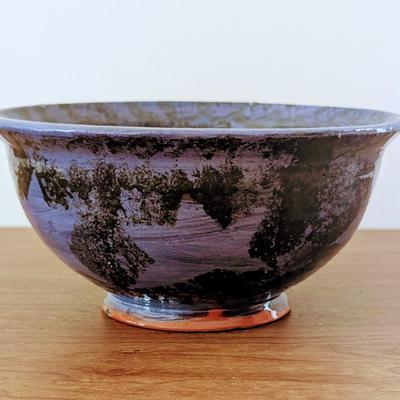 LOT 44K: Art Pottery Bowls Earth Tone Drip Bowl Signed "Judy 09" And Blue Star Bowl Signed "GBT 95" Blue Star Bowl...