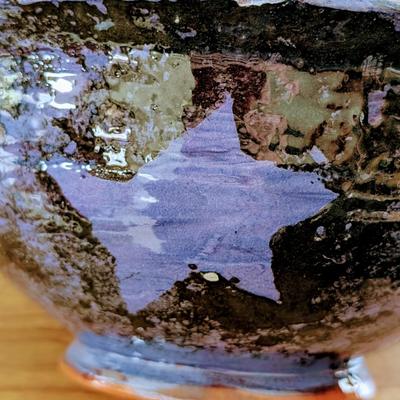 LOT 44K: Art Pottery Bowls Earth Tone Drip Bowl Signed "Judy 09" And Blue Star Bowl Signed "GBT 95" Blue Star Bowl...