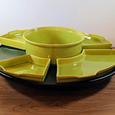 LOT 46K: Vintage Lazy Susan Ceramic Serving Bowl And Dishes