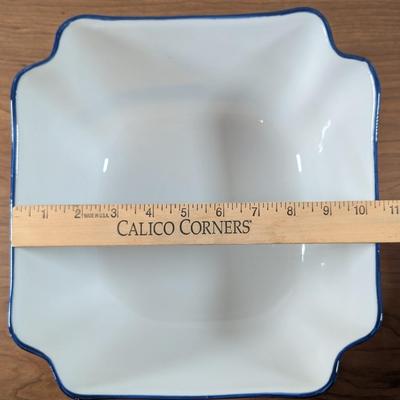 LOT 51K: Collection Of Blue And White Plates, Small Bowl, WCL Serving Bowl, Spode Dish And Candle Jar with Lid