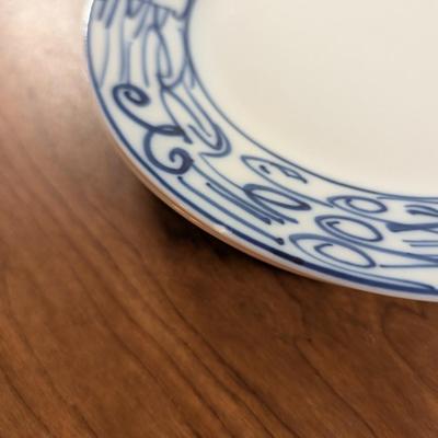 LOT 51K: Collection Of Blue And White Plates, Small Bowl, WCL Serving Bowl, Spode Dish And Candle Jar with Lid