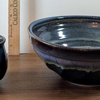 LOT 52K: Signed Hand Made Glazed Coordinating Pottery Bowls