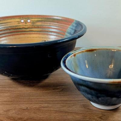 LOT 53K: Pottery Berry Colander With Glazed Berry Serving Bowl