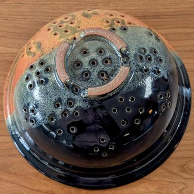 LOT 53K: Pottery Berry Colander With Glazed Berry Serving Bowl