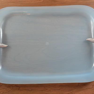LOT 55K: Beach Themed Collection, 2 Fluted Champagne Glasses, Serving Tray, Utensils, Glass Cutting Board, Kitchen Towels And Whimsical...