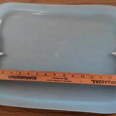 LOT 55K: Beach Themed Collection, 2 Fluted Champagne Glasses, Serving Tray, Utensils, Glass Cutting Board, Kitchen Towels And Whimsical...