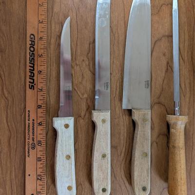 LOT 59K: Collection Of Kitchen Accessories, 1 Butcher Block Of Knives, Cutting Boards Of Varied Sizes And Materials, And An Electric...