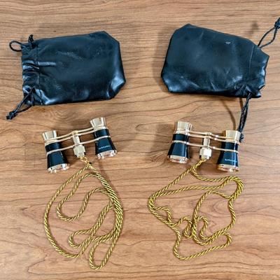 LOT 60K: Everything For A Night At The Opera, Long Black Gloves With Button Closures, And 2 Schnader Binoculars With Bags