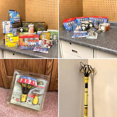 LOT 64U: Large Light Bulb Collection and Light Bulb Changer Pole