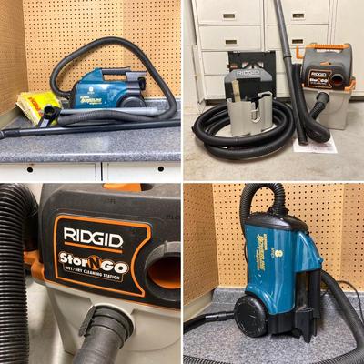 LOT 66U: Ridgid Stor N Go Vacuum Model WD5500 0, Eureka Powerline Mightymite Vacuum Model 3673 and Vacuum Bags