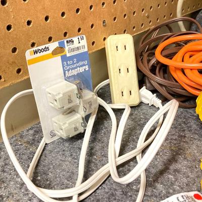 LOT 68G: Electric Power / Extension Cords and Strips, Plastic Crates and 5 Gallon Buckets