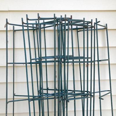 LOT 78G: Lawn and Garden - Terra Cotta Planters, Nine Green Metal Trellis Stakes, Fencing and More
