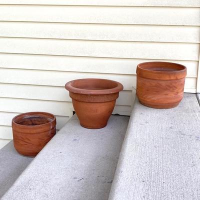 LOT 80G: Three Terra Cotta Planters