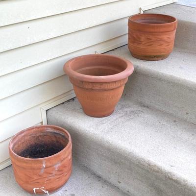 LOT 80G: Three Terra Cotta Planters