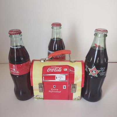 LOT 101K: Classic Coca Cola Bottles and Miniature Lunch Metal Pail