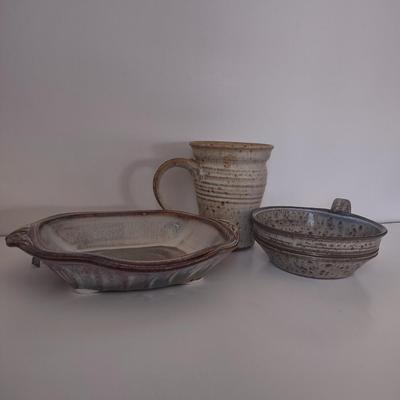 LOT 107K: Various Studio Pottery; Mug, Tray and Bowl