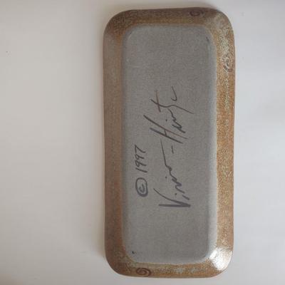 LOT 108K: Vintage Handpainted Italian Casserole Dish and Vintage Metal Serving Tray