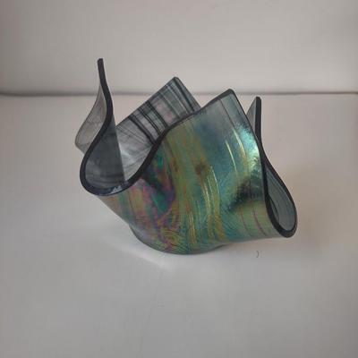 LOT 109K: Metal Menorah, Metal Lightswitch Faceplate and Vintage Tony Serviente Handkerchief Vases