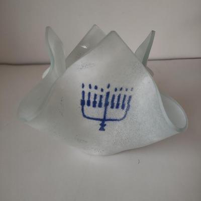 LOT 109K: Metal Menorah, Metal Lightswitch Faceplate and Vintage Tony Serviente Handkerchief Vases