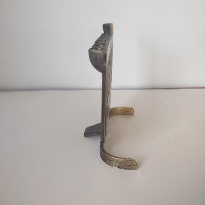 LOT 109K: Metal Menorah, Metal Lightswitch Faceplate and Vintage Tony Serviente Handkerchief Vases