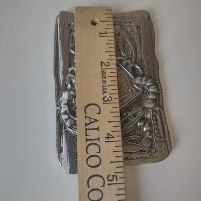 LOT 109K: Metal Menorah, Metal Lightswitch Faceplate and Vintage Tony Serviente Handkerchief Vases