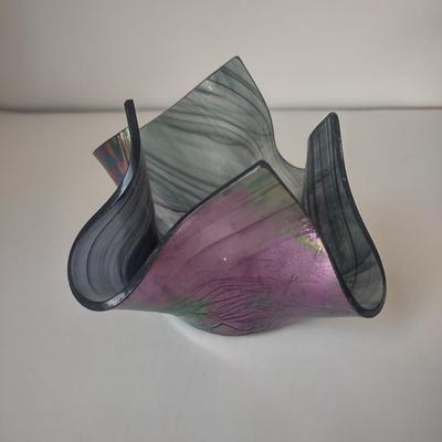 LOT 109K: Metal Menorah, Metal Lightswitch Faceplate and Vintage Tony Serviente Handkerchief Vases