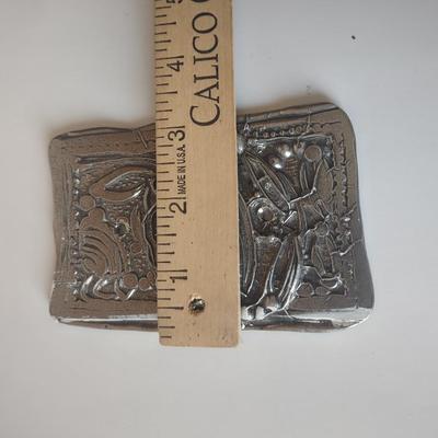 LOT 109K: Metal Menorah, Metal Lightswitch Faceplate and Vintage Tony Serviente Handkerchief Vases